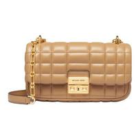 MICHAEL KORS Tribeca Tribeca Checkered Stripe Quilted Chain Sheepskin Crossbody Shoulder Bag Small Women's Camel ruda