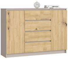 Komoda Akord Furniture Factory K140, kašmyro sp./artisan oak sp., 99 cm x 40 cm x 138 cm