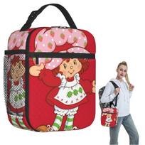 Like Strawberry ShortCake Insulated Lunch Bag for Women Children Portable Food Boxes Thermal Lunch Box Tote One Size black