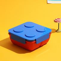 Portable Building Block Lunch Box Sealed Bento Box for Kids and Student Microwaveable Outdoor Fruit Salad Food Storage Container blue