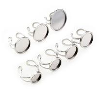 5pcs 10-25mm Inner Size Round Thick Stainless Steel Adjustable Ring Settings Cabochon Blank Base DIY Jewelry Making Findings 10mm white