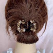 Temperament Simulation Pearl Rhinestone Small Hair Grab Clip Fashion Hairpin Headgear Exquisite Versatile Shark Clip Hair Accessories black