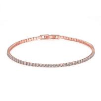 Rose Gold 925 Silver Jewelry 16-18cm Tennis Bracelet 2mm Zirconia Anniversary Gift Genuine Silver Bracelet 18cm beige