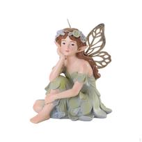 Sitting Fairy Figurine Distressed Finish Pensive Ornament Intricate Details House Decoration