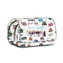 Taylor Swift Pencil Case Full Printing Stationery Case Elementary And Secondary School Students Animation Pencil Case Large Capacity Pencil Case 20x9x11cm gray