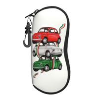 Custom Vintage Italy Flag Car Sunglasses Soft Case Neoprene Zipper Italian Pride Shell Eyeglass Case Protective Box For Glasses One Size black
