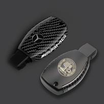 PC anglies pluošto automobilio raktų pakabukai Mercedes Benz AMG A B C E klasės GLS GLA GLC CLS CLA W204 W212 W176 automobilių raktų dėklas dangtelis raktų pakabukas BF1 black