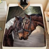 Vintage Horse Print Flannel Fleece Blanket, Hypoallergenic 100% Polyester, All Seasons Multipurpose Knit Fabric, Machine Washable, Soft Warm Throw for 150X180CM gray