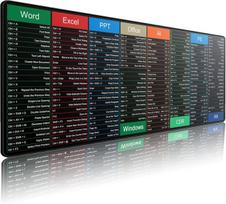 Excel pelės kilimėlis - excel spartieji klavišai, pelės kilimėlis su apsiūtais kraštais ir neslystančiu pagrindu, stalo kilimėlis biurui, namams ir nešiojamam kompiuteriui