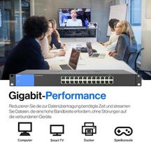 Linksys Lgs124-eu 24 prievadų nevaldomas gigabitinis tinklo jungiklis - ethernet jungiklis / skirstytuvas su metaliniu korpusu - montavimas ant sienos arba stalo biure ar namuose, plug and play