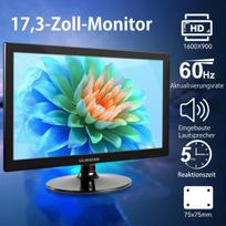 Monitorius Ulrhzar 17.3 colių pc ekrano monitoriai 1600 x 900 60hz cctv monitoriai, su audio/vesa/hdmi/vga/usb-c, skirti fire stick, usb media player, įmontuotas garsiakalbis, nešiojamojo kompiuterio monitoriaus išplėtimas
