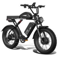 BLUVALL K10 20  Fat Bike Electric Bike, Double Battery 2236Wh, Double Suspension, Black
