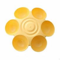 6 Compartment Pet Feeder Easy to Clean Bowl Material Cat Food Dish for Small Dog Owners, beige