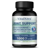VitalXtra Joint Support Supplement, Glucosamine, Chondroitin, MSM & Hyaluronic Acid, 1000mg, 120 Caps 120 Capsules