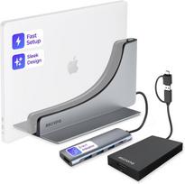 Įkroviklis nešiojamam kompiuteriui Ascrono vertikali doko stotelės mazgo rinkinys, suderinamas su Apple Macbook Air 13 colių M1 (2020), įskaitant išorinį grafikos adapterį ir kelių prievadų adapterį, skirtą dviem 4k Hdmi monitoriams