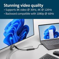 Kensington Cv5000dp Usb-c 4k / 8k Displayport 1.4 adapteris, palaiko 8k vaizdo įrašą, Dp kabelis, universalus suderinamumas, aukštos kokybės kompiuterio adapteris (k34680ww)
