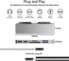 Usb c šakotuvas, skirtas ipad pro m4 m2 m1 13 11 12.9, ipad air, 7-in-1 usb c į 4k 60hz hdmi adapteris, 3.5 mm ausinių lizdas, usb c doko stotis pd įkrovimas, usb 3.0, sd/micro kortelių skaitytuvas, ipad mini 6