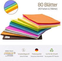 Miqio Craft Felt, Xl amatų rinkinys, 30 x 30 cm, 80 veltinio plokštelių rankdarbiams ir siuvimui Velykoms (1 mm), patikrinta dėl kenksmingų medžiagų