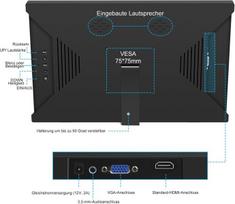 Monitorius Lrtzcbi nešiojamas monitorius 13.3 colių mažas monitorius Fhd 1366 x 768p Led ekranas su Hdmi Vga prievadu, įmontuotas garsiakalbis/stovas nešiojamam kompiuteriui Pc Mac Xbox Ps4/5 Switch