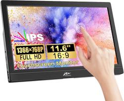 Monitorius Kenowa nešiojamas monitorius su jutikliniu ekranu, 11.6 colių hdr nešiojamas išorinis monitorius 1366 x 768 akių apsaugos ekranas su hdmi usb type-c, skirtas raspberry pi/kompiuteriui/nešiojamam kompiuteriui/pc/ps3/ps4/xbox
