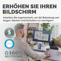Monitoriaus laikiklis Fellowes monitoriaus stovas stalui - breyta™ 100% perdirbamas monitoriaus stovas namams ir biurui - ergonomiškas nešiojamas monitoriaus stovas su 3 aukščio nustatymais - baltas