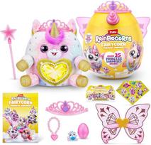 Rainbocorns Fairycorn Princess Series 6 Vienaragis - kolekcinis pliušinis žaislas - stebuklingos fėjos princesės staigmena, minkštas pliušinis kimštinis žaislas, lipdukai, (vienaragis)