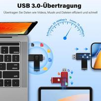 USB laikmena Tewene Usb C atmintinė 128Gb, 2 vnt. pakuotė, Usb atmintinė 3.0 telefonams ir planšetiniams kompiuteriams, atmintinė mobiliesiems telefonams 2 viename (usb-c ir Usb-a), skirta telefonams / planšetiniams kompiuteriams / android telefonams ir kompiuteriams