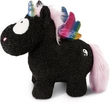 Nici Minkštas žaislas Rainbow Yin 32 cm - Vienaragio pliušinis žaislas mergaitėms, berniukams ir kūdikiams, purus kimštinis žaislas, skirtas glaustymuisi, 48410, juodas