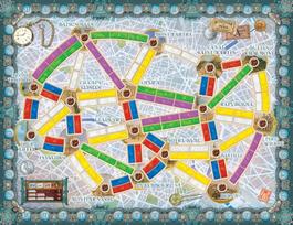 Ticket to Ride Paris stalo žaidimas – traukinių statymo strateginis žaidimas su detaliais Paryžiaus autobusais, smagus šeimos žaidimas vaikams ir suaugusiems, nuo 8 metų, 2–4 žaidėjai, 10–15 minučių žaidimo trukmė