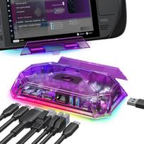 Įkroviklis nešiojamam kompiuteriui Jsaux Rgb doko stotis, suderinama su Steam Deck (oled)/rog Ally/legion Go, 8-in-1 Steam Deck dokas su 4k@60hz Hdmi, Gigabit Ethernet, Usb C 3.0, dviem Usb A 3.0, Usb 2.0, 100w Usb C įkrovimu