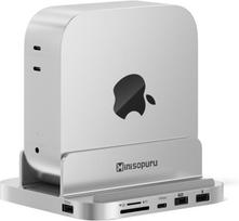 Minisopuru Iexpandmate Mini218b Pro Mac mini M4 dokas su 10gbps usb c/a, tf/sd, usb a 2.0, mac mini hub'as ir stovas su m.2 nvme ssd (nepridedamas), skirtas mac mini m4 ir m4 pro 2024