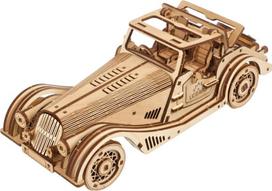 Ugears sportinis automobilis nimble mouse - 3d medinis dėlionės automobilis - modelių rinkinys suaugusiems - 3d dėlionės automobilio mediniai modelių rinkiniai - modeliavimo automobilis kabrioletas roadsteris su dvigubo variklio funkcija
