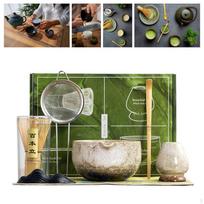 „Matcha“ keramikos rinkinys, japoniškos arbatos ruošimo įrankiai, tvirtas, šluotelės laikiklis mėgėjams 7 Pieces White beige