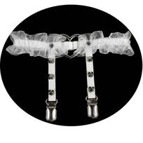 Sexy Spike Elastic Lace Garter Belt Lingerie Punk Gothic Suspender Thigh Belt Leg Necklace Jewelry With Rivet For Women Girl Elastic average size gray