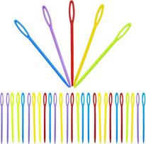 Szcxdkj 30 vnt. plastikinės adatos siuvimui, mezgimo reikmenys, įvairiaspalvės, plastikinės, 9 cm adatos vaikams, rankdarbių ir siuvimo projektams