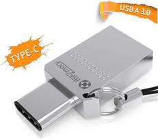 USB laikmena 2 in 1 dvigubas atmintukas 32gb usb-c ir usb-a 3.0 atmintinė mini ** atsparus vandeniui ir greitas ** itin tvirtas, pagamintas iš metalo ** idealus raktų pakabukui / žiedui ** sidabrinės spalvos, Mezmory ®