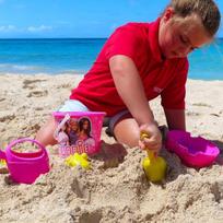 Toyland® Barbie 6 dalių kibirėlio ir kastuvėlio rinkinys su laistytuvu - žaidimai su smėliu ir vandeniu - paplūdimio žaislas