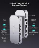 Yottamaster Thunderbolt 4 dokas 40gbps daisy chain, 12-in-1 usb c doko stotis su pd85w, vienas 8k arba dvigubas 4k ekranas, hdmi, dp, ethernet, usb c&a, sd/tf, audio (thunderbolt 4 sertifikuotas)