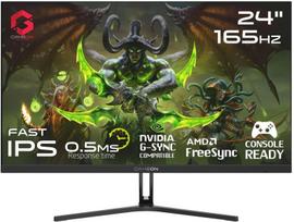 Monitorius Gameon 24 colių Fhd (1920 x 1080) plokščias Ips žaidimų monitorius, 165 Hz, 1 ms, su Gsync ir Free Sync, juodas (goe24fhd165ips)