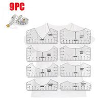 9Pcs/Set T-Shirt Rulers to Center Designs Tshirt Ruler Guide With Size Chart for Adult Youth Toddler Sewing Measurement  tools white