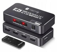 Hdmi jungiklis Techly Hdmi 2.0b 3x In, 1x Out 4k60hz su Ir nuotolinio valdymo pulteliu