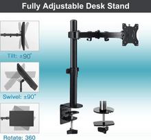 Monitoriaus laikiklis Monitoriaus stovas, tvirtinamas prie stalo, Forging Mount, ergonomiškas, reguliuojamo aukščio monitoriaus laikiklis, skirtas 13–32 colių Lcd Led Pc ekranams, skirtas stalams, pakreipiamas 90°, pasukamas 180°, pasukamas 360°, Vesa 75–100 mm (vienas)