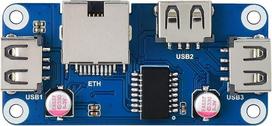 Waveshare Ethernet/usb Hub Hat (b) skirtas Raspberry Pi serijai, 1x Rj45 Ethernet prievadas, 3x Usb 2.0 prievadai