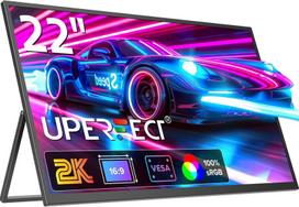 Monitorius Uperfect nešiojamas monitorius 2k 22 colių nešiojamas ekranas su 2560 x 1440 Ips ekranu integruotu laikikliu mini Hdmi Usb C, skirtas Pc nešiojamam kompiuteriui mobiliajam telefonui Xbo Switch Vesa suderinamas