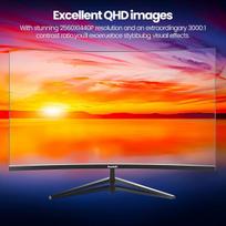 Monitorius Gawfolk išlenktas monitorius, 32 colių, 75 Hz, 1500r žaidimų kompiuterio ekranas, Qhd (2560 x 1440p), berėmis kompiuterio ekranas su freesync ir eye care technologija, palaiko vesa