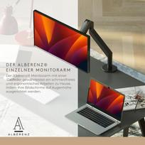 Monitoriaus laikiklis Alberenz® vieno monitoriaus laikiklis su dujine spyruokle, reguliuojamas monitoriaus laikiklis 17–40 colių monitoriams, ergonomiškas dizainas, reguliuojamas aukštis ir pakreipimas, tamsiai pilkas