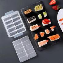 Food Safe 10 Grids Sushi Mold Non-Stick DIY Onigiri Making Tool Storage Box for Home Kitchen Bento Lunch Supplies one size black