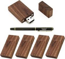 USB laikmena Yaxiny 5 vnt. stačiakampis riešutmedžio medienos 2.0/3.0 usb atmintukas usb diskas atminties kortelė su mediniu korpusu (3.0/32gb)