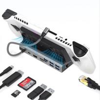 Įkroviklis nešiojamam kompiuteriui Cuifati steam deck dokas, skirtas rog ally – 10 viename dvigubas ventiliatoriaus dokas – 2 x usb 3.0, 3 x usb 2.0, hdmi 4k@60hz rj45, atminties kortelė, atminties kortelė, 100w pd prievadas