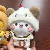 10Cm Cute Couple Bubu Dudu Plush Keychain Coffee Dessert Chef Outfit Soft Fluffy Bag Charm For Decor Gift Collection 10cm beige